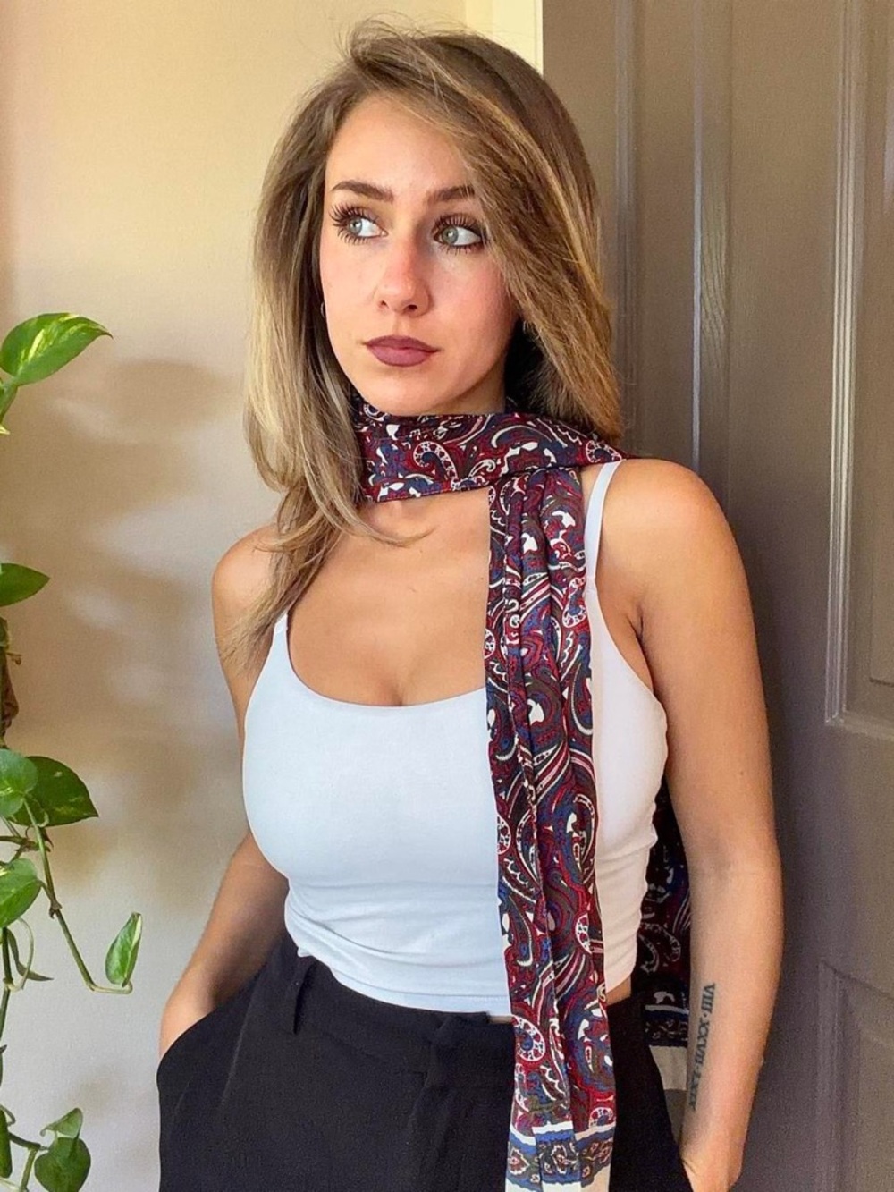 Vintage Japan indie sleaze silk paisley fashion scarf multi use